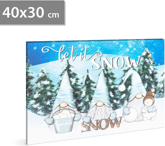 LED Коледна Картина Let It Snow 40 X 30 См Стенно Декор Хладка Бяла Светлина 2 X AA Батерии