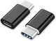 Adaptor Micro USB Feminin La Type-C Masculin Cu Agățătoare Pentru Chei Inclusă Negru