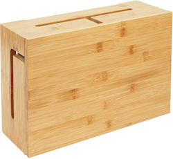 Relaxdays Kabelbox Bambus 11x32x22cm Helle Farb...