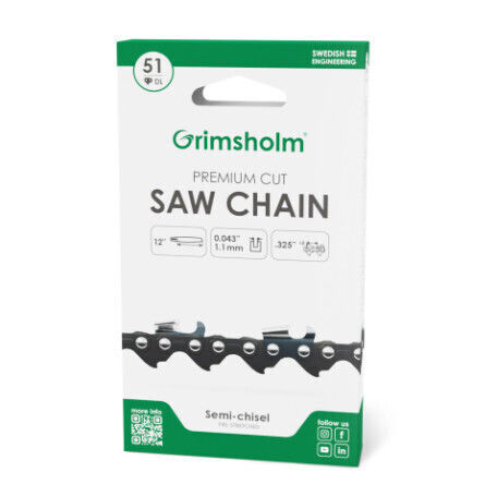 Grimsholm Premium Schnitt Kettensäge 325 Zoll 043 1mm 51 Fahrer