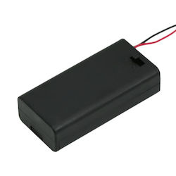Set 5 Battery Holders 2 X Aa 12 Cm Wires On Off Switch Black Plastic Case Set 5 Pieces