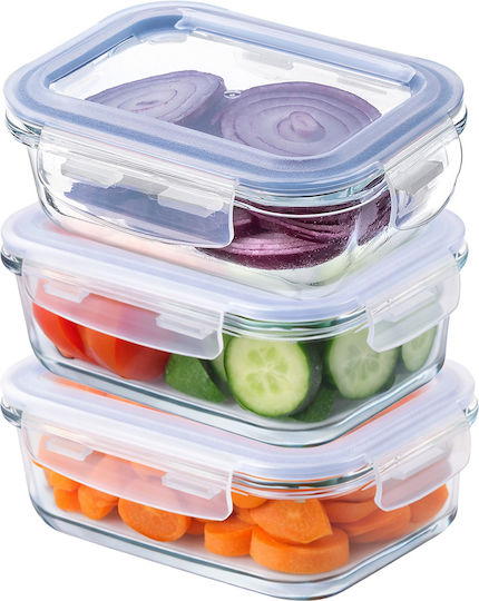 Kadax Set Glass Transparent Lunch Boxes 3 Pieces