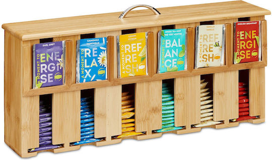Relaxdays Caseta Pentru Ceai Cu Capac Din Lemn Maro 22x10.5x46.5cm