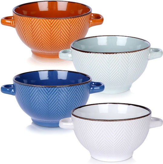 Siaki Collection Μπωλ Σερβιρίσματος Στρογγυλό Κεραμικό Λευκό με Διάμετρο 18εκ. 4τμχ