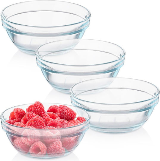 Excellent Houseware Round Glass Transparent Ice Cream Serving Bowls Diameter 10.5cm 4 Pieces