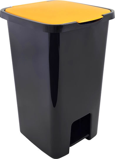 Coș de Gunoi Plastic cu Pedală Galben 45l