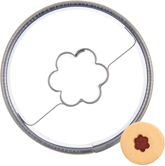 Stahl Keksausstecher Kreis Blumen 4,5 cm