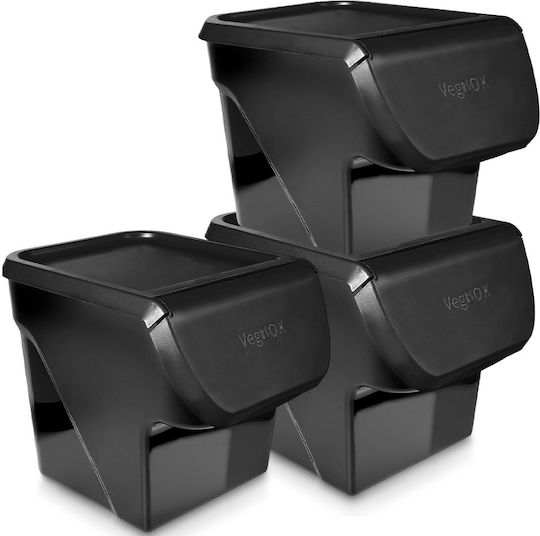 Vilde Vilde Lebensmittelgläser & Behälter Set 3 Stück Allgemeine Verwendung mit Kunststoffdeckel Schwarz 3x26x34cm 3 Stück