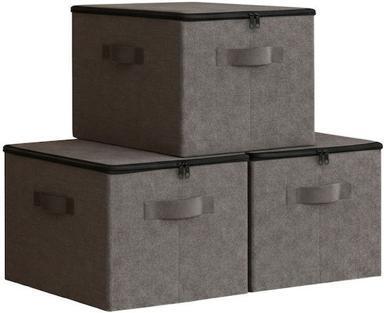 Relaxdays Fabric Storage Box with Lid Multicolour 24x40x30cm 3 Pieces