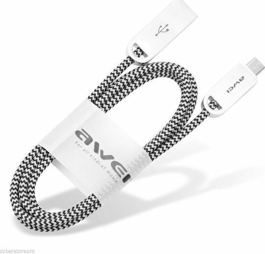 Braided USB 2.0 to micro USB Cable Γκρι 1m CL-30 1τμχ