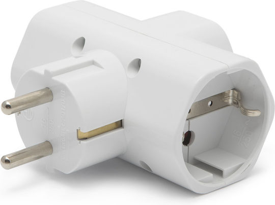 Alista Home T-Shaped Wall Plug 3 Sockets with Switch