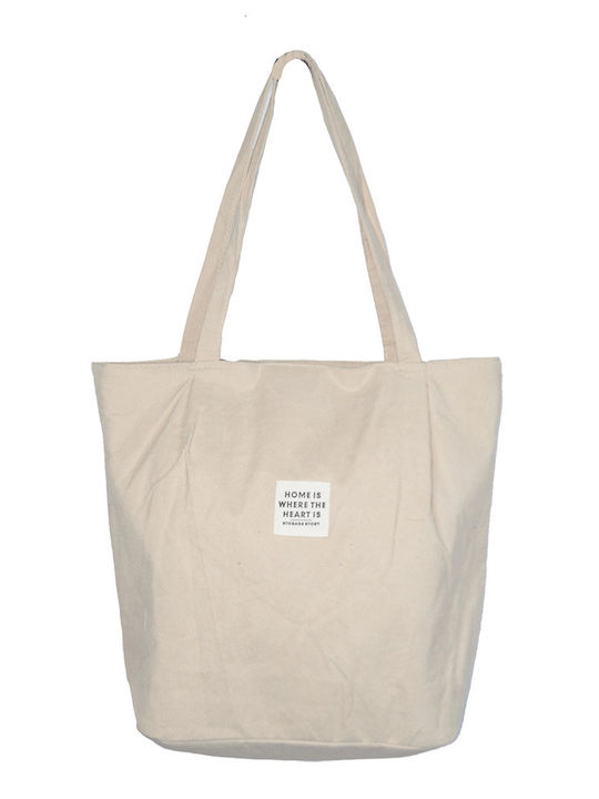 Beige Corduroy Shopping Bag 892-150 Storage Story