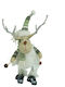Christmas Ornament Reindeer On Skis Alista Home White Green Textile 33 Cm