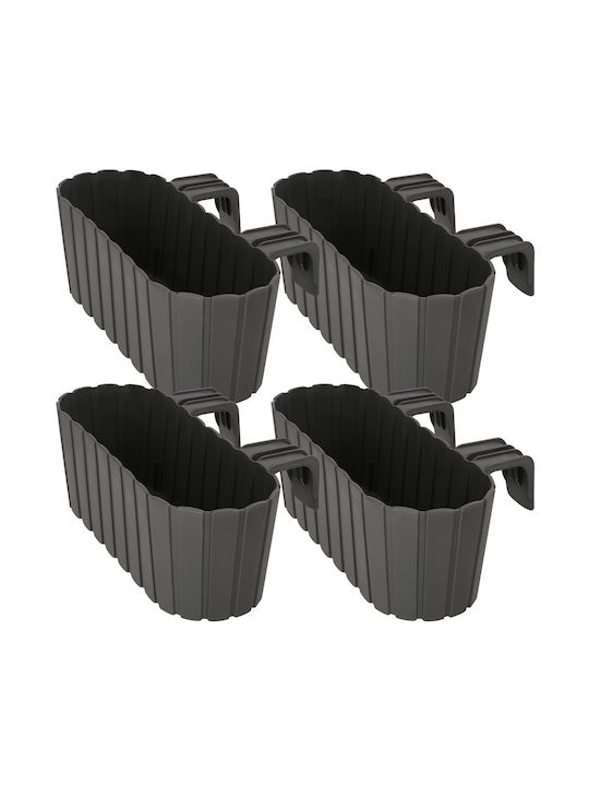 Kotarbau Rustic Gray Oval Balcony Railing Flower Box 400 Mm Set 4 Pcs