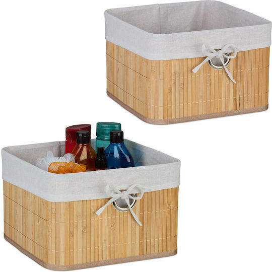 Relaxdays Coș De Depozitare Din Bambus Bej 20x31x31cm