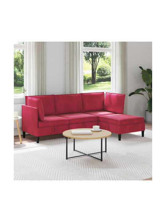 Ecksofa Samt mit Stauraum Rot 210x140x82cm