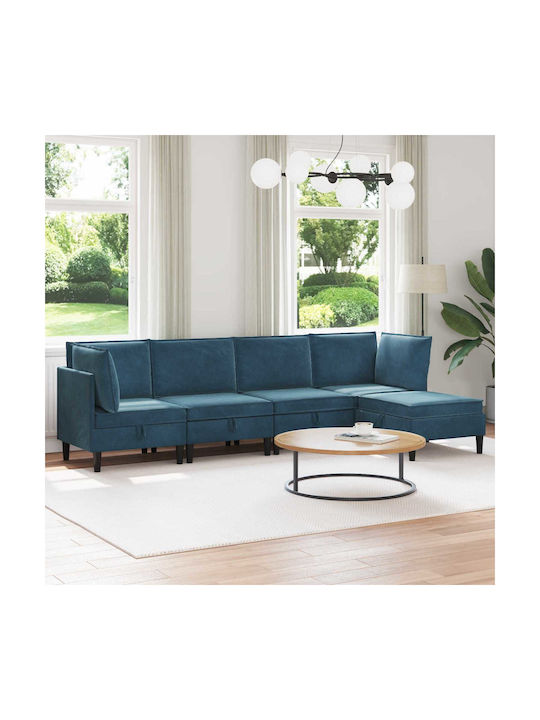 Ecksofa Samt mit Stauraum Blau 280x140x82cm