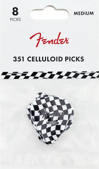 Fender 351 Celluloid Picks Checkerboard Medium Pack 8 Pieces