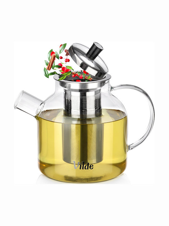 Vilde Glass Transparent Teapot with Filter 1200ml