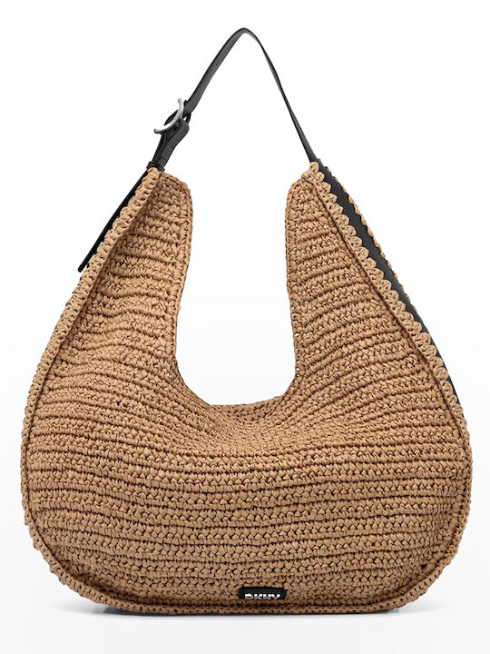 DKNY Camila Ψάθινη Γυναικεία Τσάντα Ώμου Μπεζ