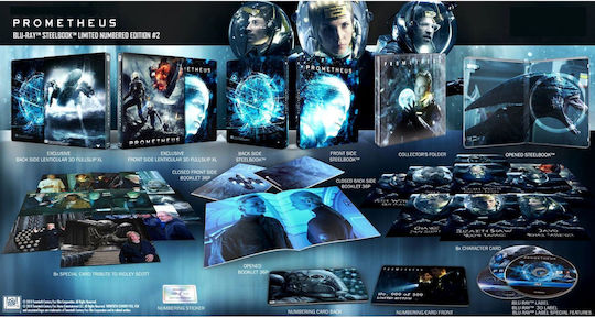 Prometheus 3d+2d Limited Collector's Numbered #2 Xl Edition Exclusive Steelbook + Booklet + Character & Special Cards Ελληνικους Υποτιτλους Blu-ray 3d + Blu-ray 2d + Blu-ray Bonus