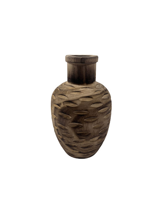 keleman Decorative Wooden Brown Vase Y30cm