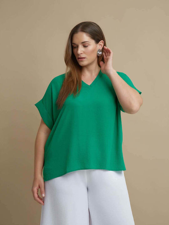 Mat Fashion Bluza Damă Mâneci Scurte cu Decolte...