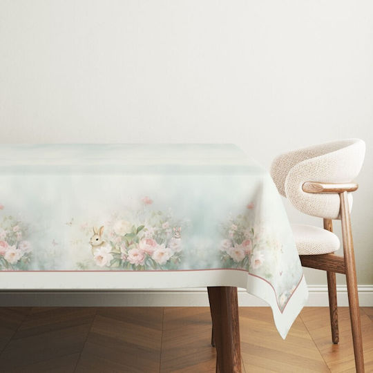Față De Masă 100% Bumbac Model Floral Verde Mentă 140x180cm Romeo