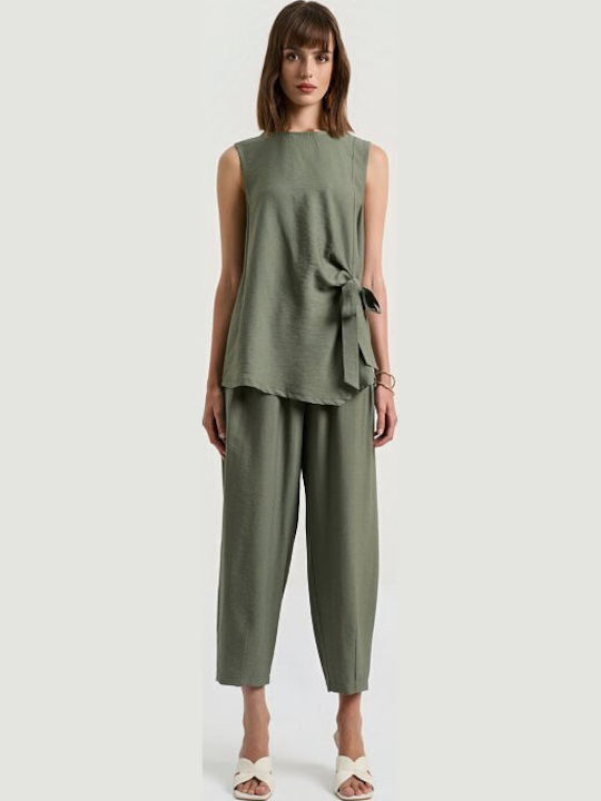 Desiree Women's Khaki Set with Trousers with Ru...