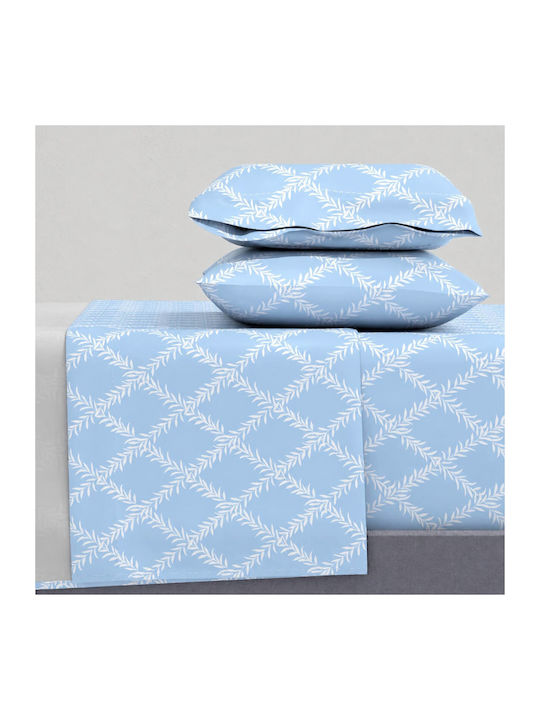 Astron Italy Lucia King Size Bed Sheets Set With Rubber Hugger 260x280cm Lucia Blue 4 Pieces