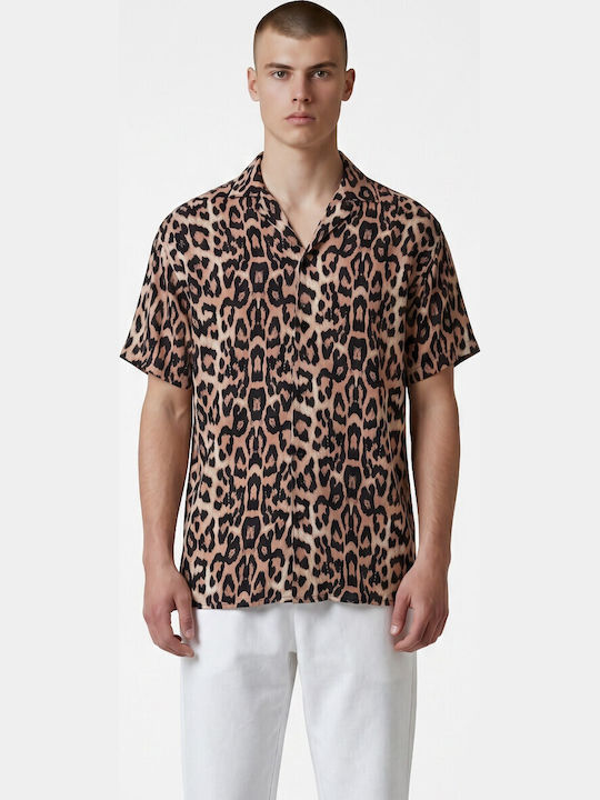 Ben Tailor Leopard Short Sleeve Shirt Brown