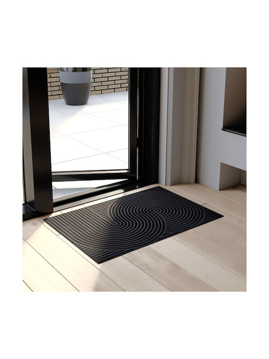 5Five Non-Slip Rectangular Black Rug 60x90cm