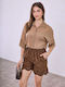 Celestino Damen-Shorts Bestickte Baumwolle Braun