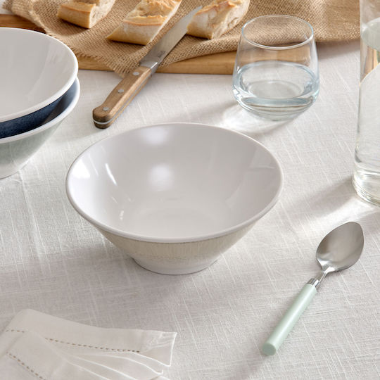 Round Plastic Beige Serving Bowl with Diameter 19cm