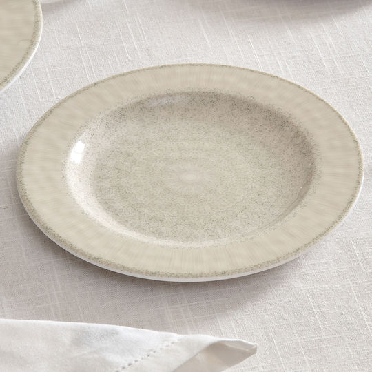 Plată Joasă din Plastic Bej cu Diametru de 28cm