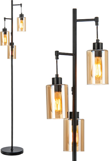 Costway Lampadar De Podea Înălțime 164xLungime 24.5 Cm Cu Bază Pentru Bec E27 Maro