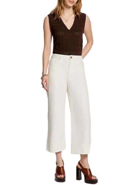 Morgan Hochgebirge Damen Jeans Hosen in Breit Bein Stil Weiß
