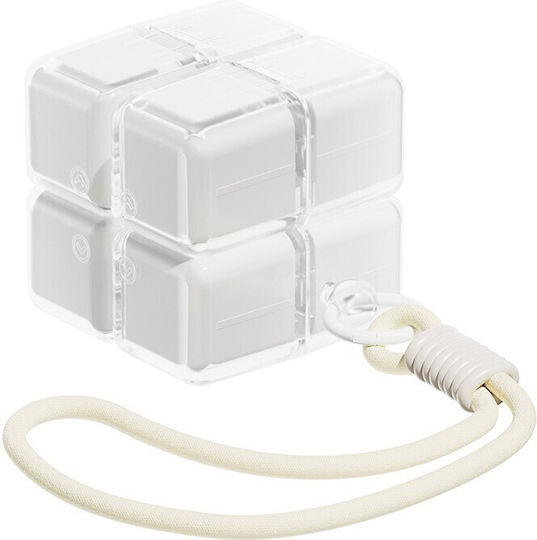 Cutie de Medicamente Flippy Model Cub Rubik cu Curea de Agățat Dispenser Portabil de Pastile Organizator de Pastile pentru 7 Zile 7,3 X 6 X 6 Cm Alb