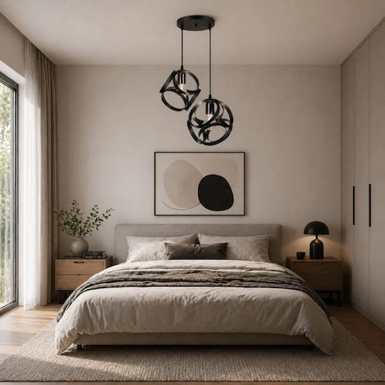 NG Santas Black Pendant Ceiling Light 30x80cm