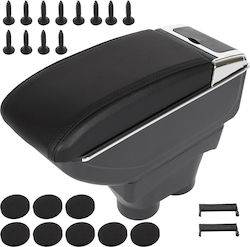 Peugeot 208 12-19 Cotieră Depozitare Neagră Din Piele Eco + Kit De Instalare