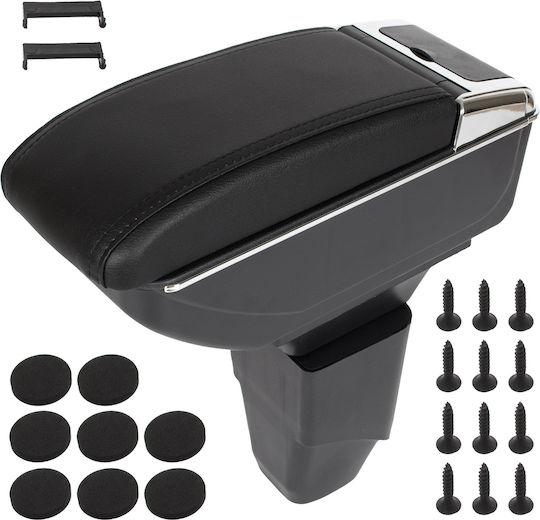 Peugeot 206 98-12 Auto-Armlehnenkonsole Schwarz Eco-Leder + Installationskit