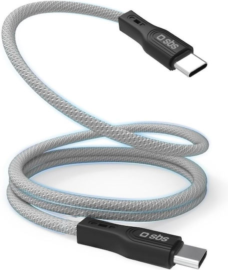 Sbs USB-C Кабел 2.0 Магнитен 60W 1M Сив