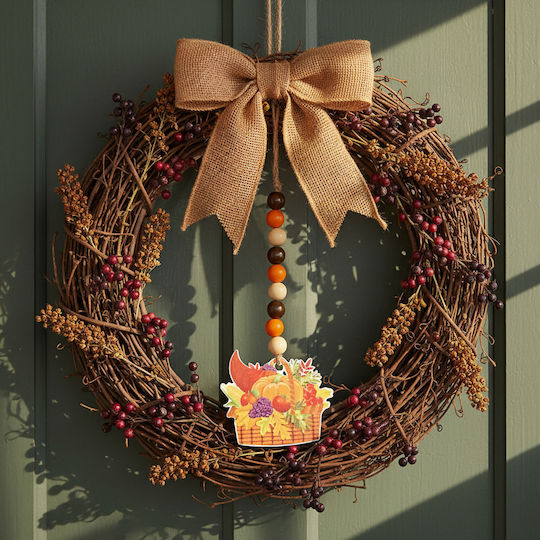 Herbstdekoration 29x9 cm Hängende Holzdekoration Rustikaler Stil Juteseil
