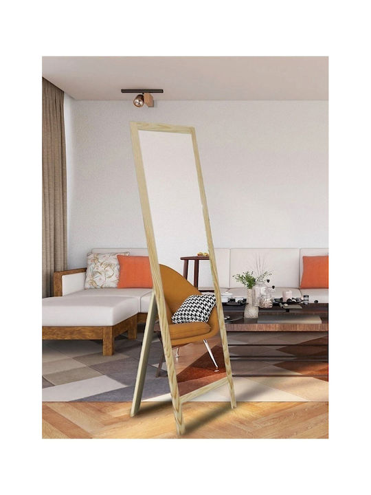 SteweHome Floor Mirror with Pink Wooden Frame 145x40cm