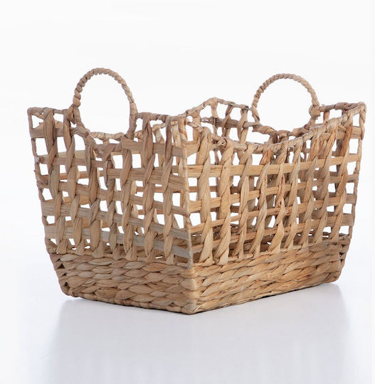 Nef-Nef Homeware Grant Διακοσμητικό Καλάθι Ψάθινο Λευκό 42.5x31x28εκ.