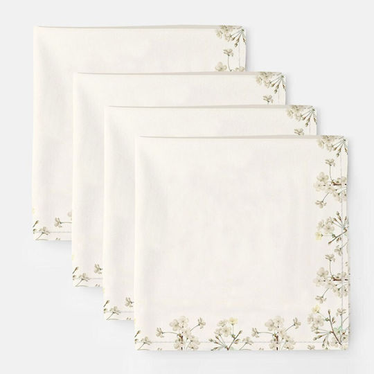 Cotton Club Πετσέτα Φαγητού Σετ 4τμχ Σετ Apple Blossom 45x45εκ.
