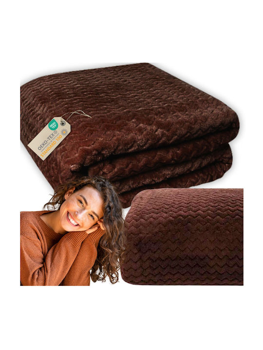 More&Deco Κουβέρτα Διπλή 200x220εκ. Brown