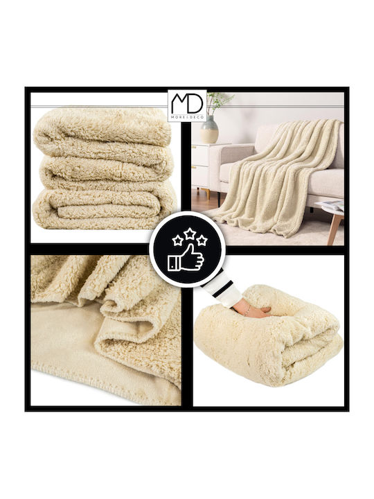 More&Deco Κουβέρτα Γούνινη Διπλή 200x220εκ. Beige