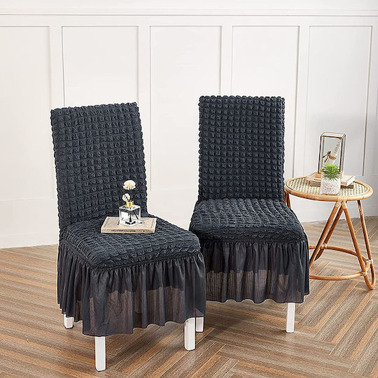 Rebeka Home Ελαστικό Κάλυμμα Καρέκλας Anthracite 6τμχ