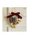 Coroniță Tip Ornament De Crăciun Pentru Brad 1 Clopoțel Flori Aurii Conuri De Pin Panglică Catifea Roșie 14 X 10 Cm Panglică Roșie Flippy